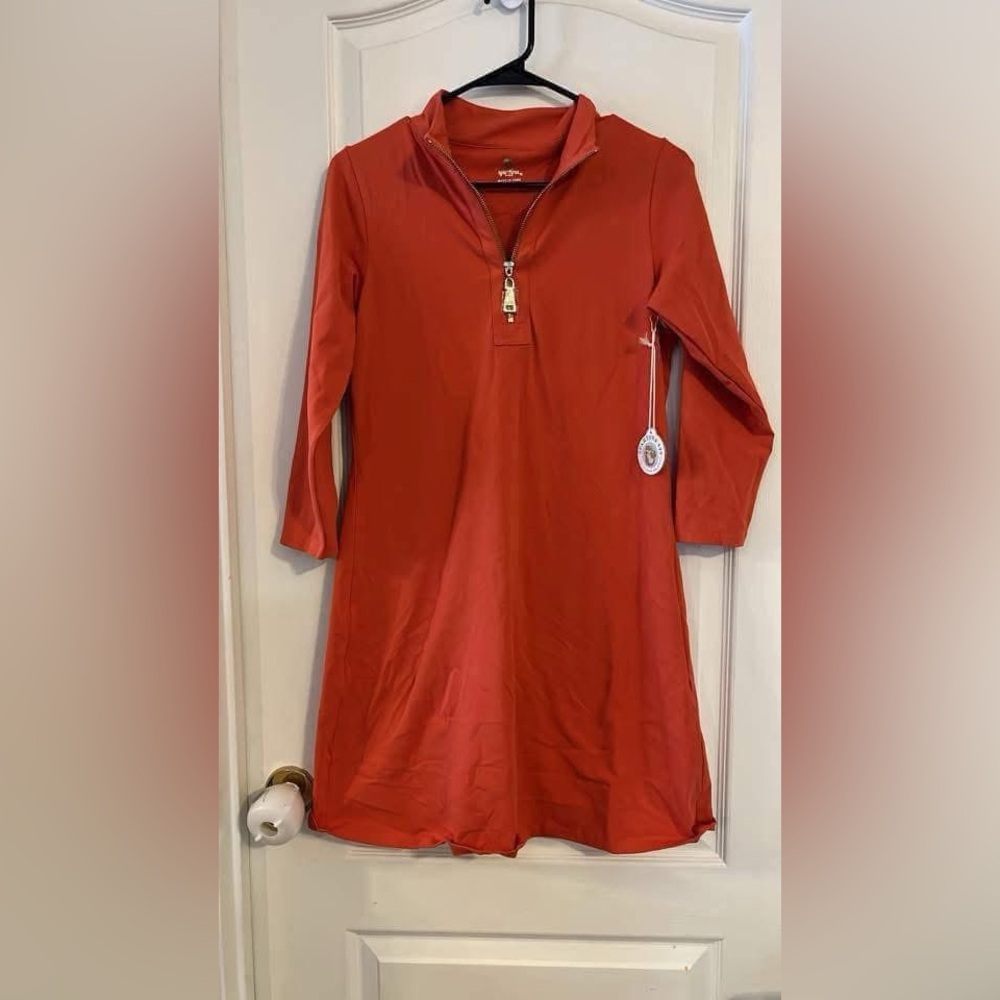 Spartina Orange Quarter-Zip Dress